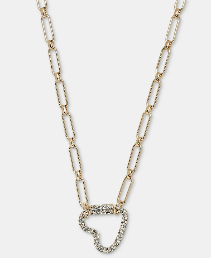 On 34th Crystal Stone Heart Pendant Necklace, 16" + 2" extender, Macy's Exclusive