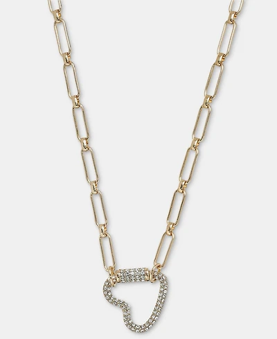 On 34th Crystal Stone Heart Pendant Necklace, 16" + 2" extender, Macy's Exclusive