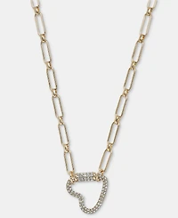 On 34th Crystal Stone Heart Pendant Necklace, 16" + 2" extender, Macy's Exclusive