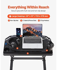 Sevorley Mobile Foldable Cycling Desk, 8-Level Height-Adjustable Bike and Treadmill Workstation with Wheels