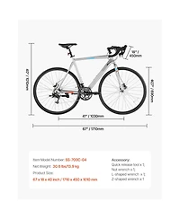 Sevorley 700C Road Bike with 14-Speed Drivetrain, Drop Bar and Disc Brakes