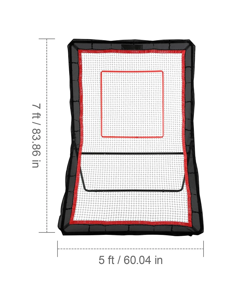 Sevorley Lacrosse Rebounder, 5x7 ft Adjustable Bounce Back Net, Baseball Softball Pitchback Training Screen with Target