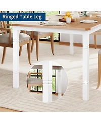 homfan Dining Table for 6-8 People, 71 Inch Rectangular Kitchen Desk with Heavy-Duty Metal Frame, Safe Chamfer Design Room Home Office