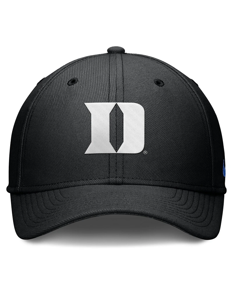 Nike Men's Black Duke Blue Devils Rise SwooshFlex Dri-fit Hat