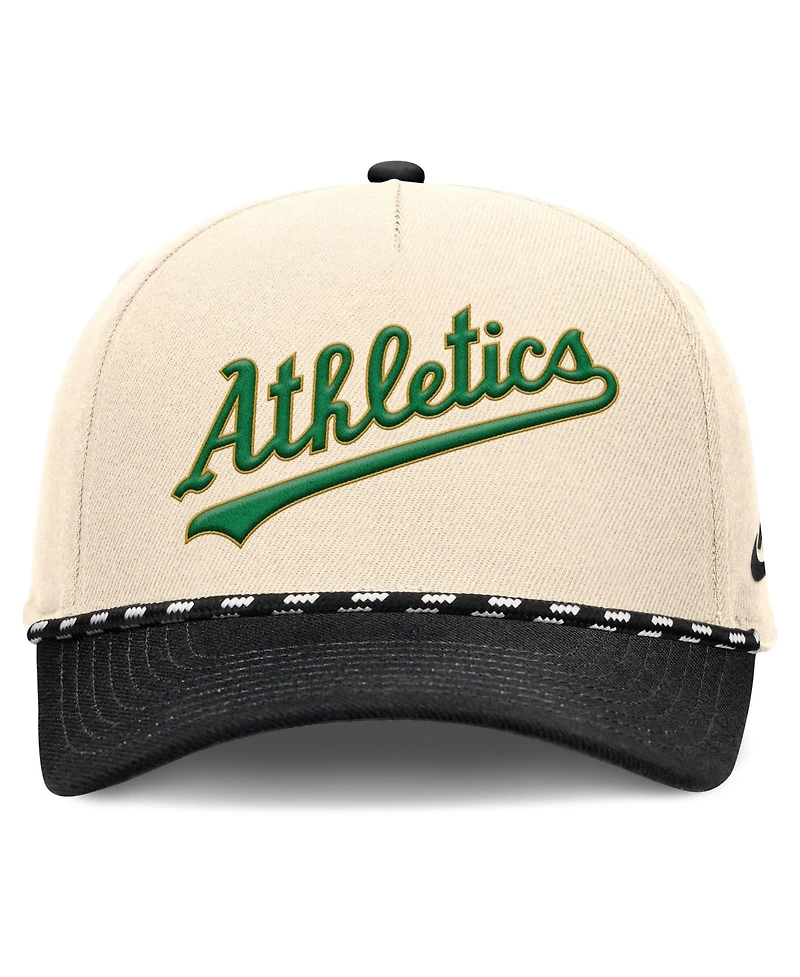 Nike Men's Natural/Black Oakland Athletics Cooperstown Collection Rise Adjustable Hat