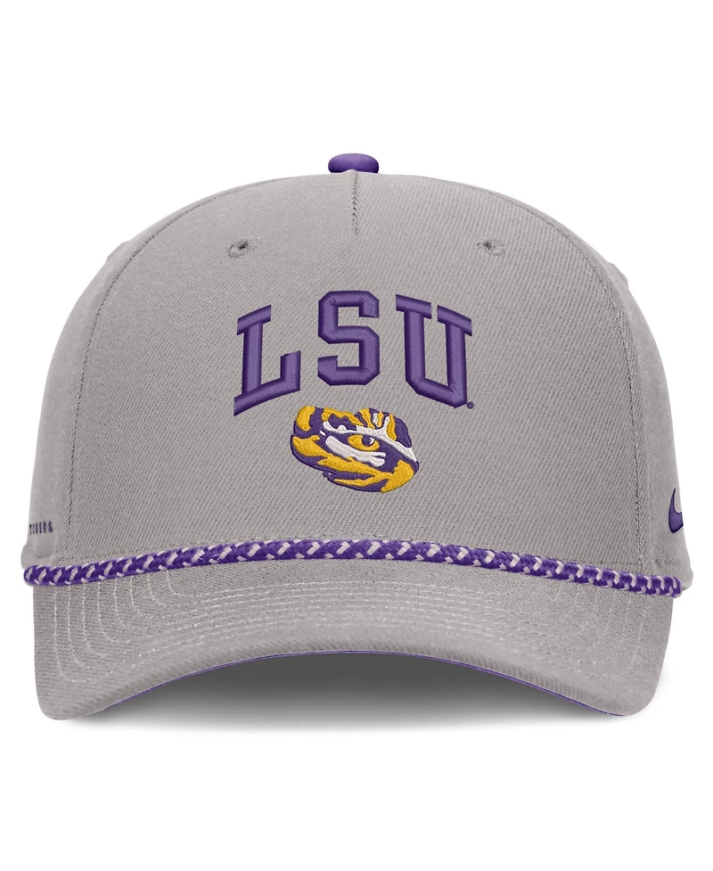 Men's and Women's Nike Gray Lsu Tigers Primetime Rise Rope Adjustable Hat