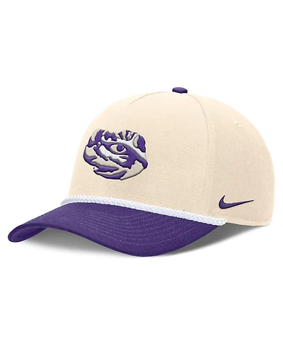Men's and Women's Nike Natural Lsu Tigers 2026 Primetime Natural 5-Panel Rope 2-Tone Rise Hat
