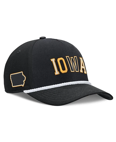 Men's and Women's Nike Black Iowa Hawkeyes 2026 Basketball Refresh 5-Panel Rope Rise Hat