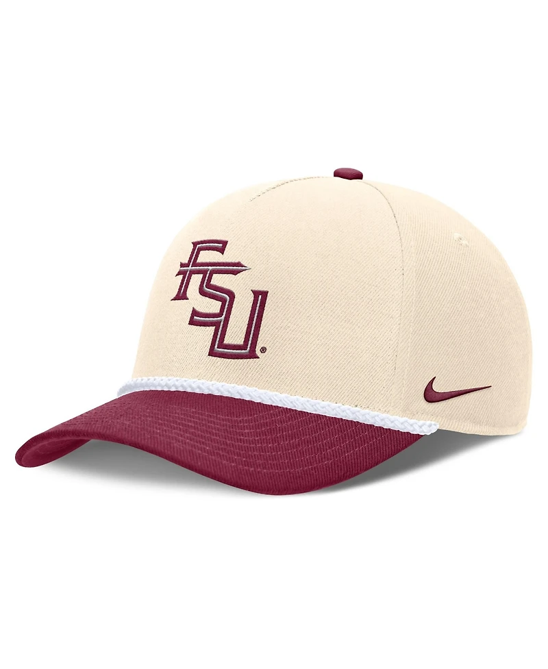 Men's and Women's Nike Natural Florida State Seminoles 2026 Primetime Natural 5-Panel Rope 2-Tone Rise Hat