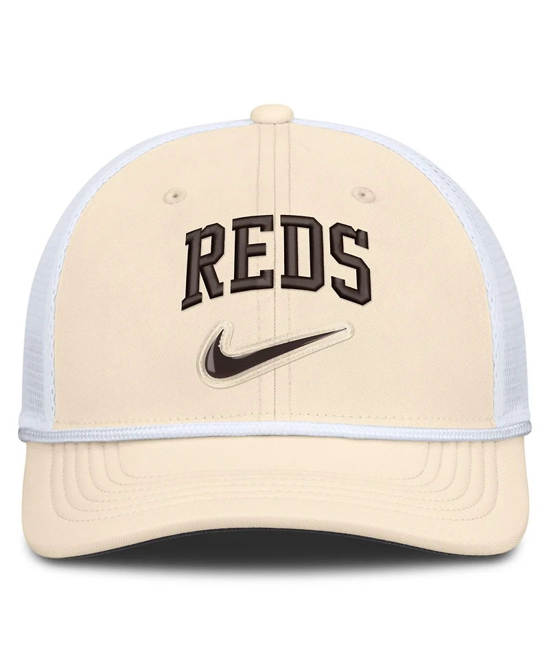 Men's Nike Natural/White Cincinnati Reds Rise Dri-fit Trucker Adjustable Hat
