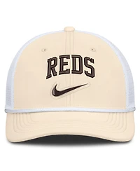 Men's Nike Natural/White Cincinnati Reds Rise Dri-fit Trucker Adjustable Hat