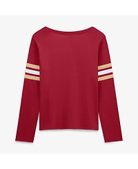 Women's Fanatics Scarlet San Francisco 49ers Team First Coverage Scheme Lace-Up Long Sleeve T-Shirt