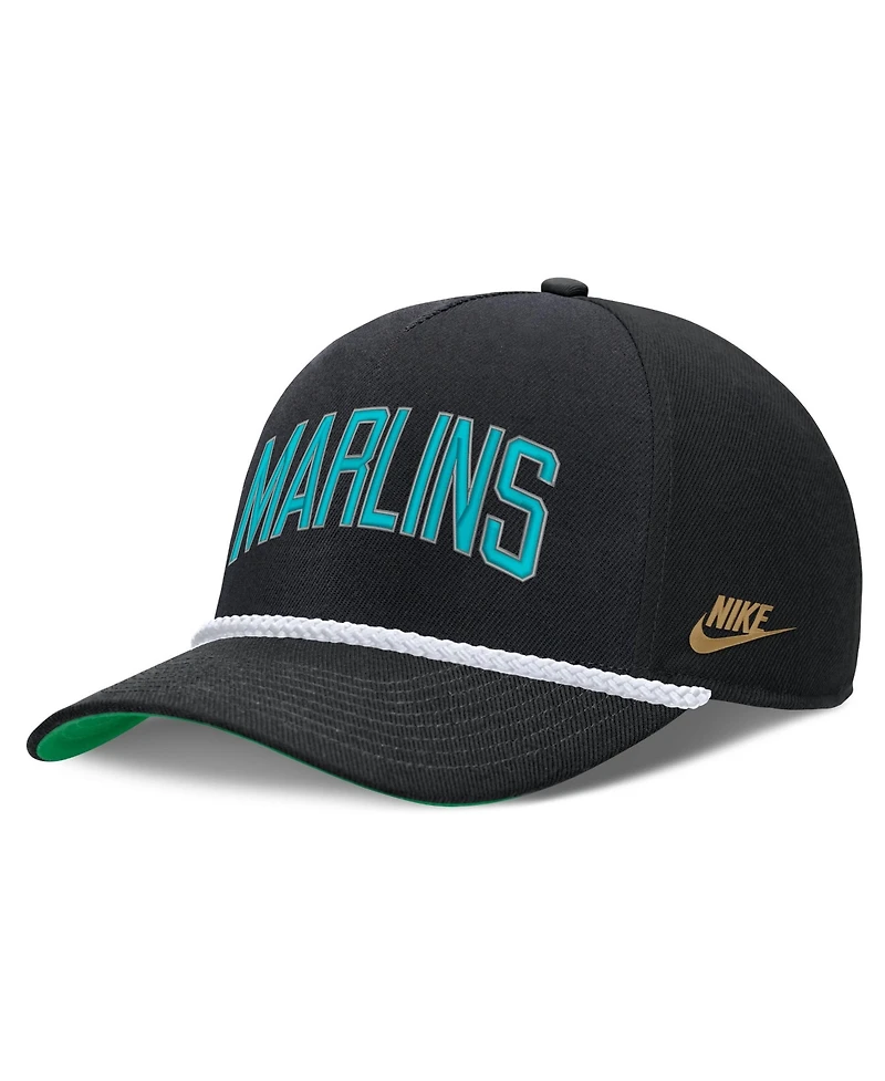 Men's Nike Black Florida Marlins Cooperstown Collection Rise Adjustable Hat