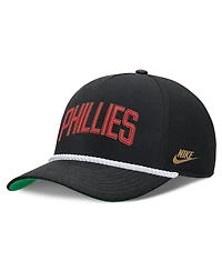Men's Nike Black Philadelphia Phillies Cooperstown Collection Rise Adjustable Hat