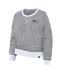 Women's Fanatics White/Black Baltimore Ravens Striped Oversized French Terry Sweatshirt