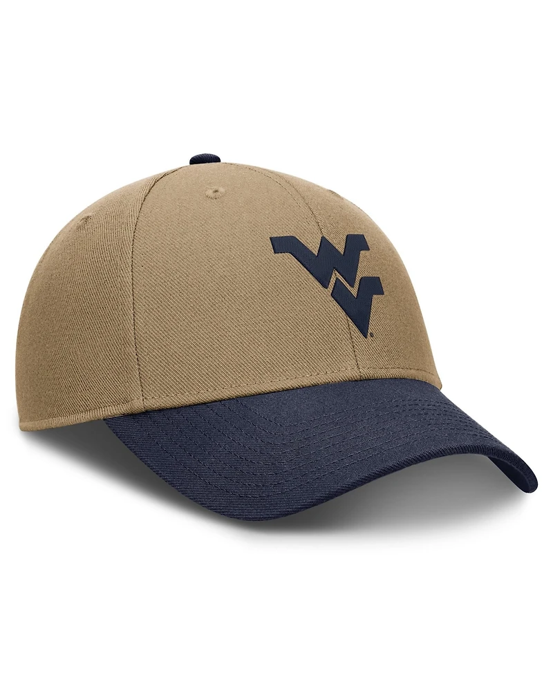 Men's and Women's Nike Beige/Navy West Virginia Mountaineers Primetime Rise Dri-fit Adjustable Hat