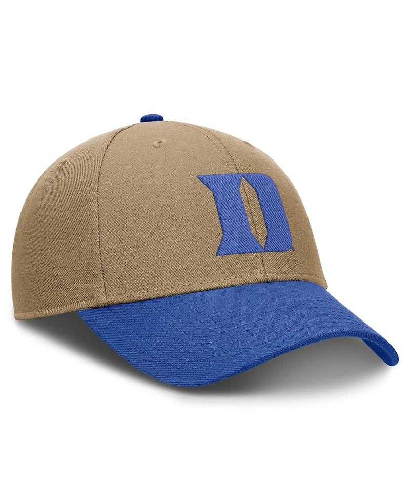 Men's and Women's Nike Beige/Royal Duke Blue Devils Primetime Rise Dri-fit Adjustable Hat