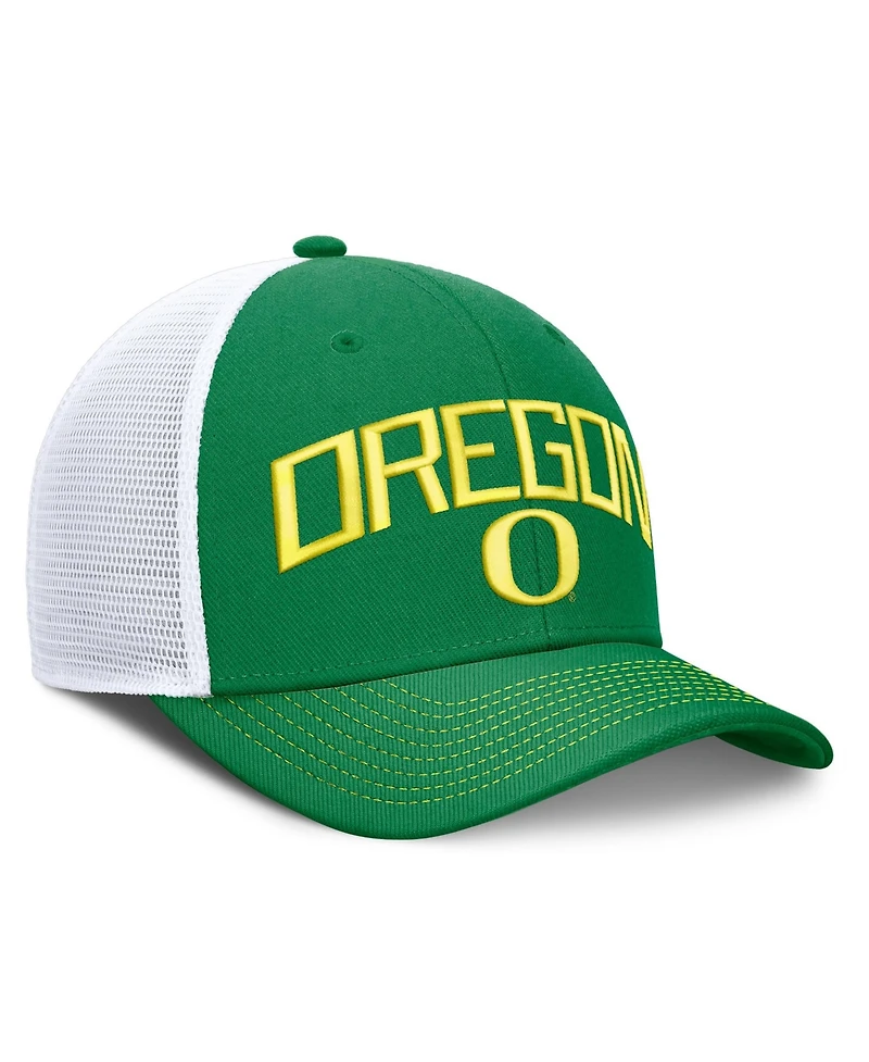 Nike Men's and Women's Green/White Oregon Ducks Primetime Arched Trucker Adjustable Hat