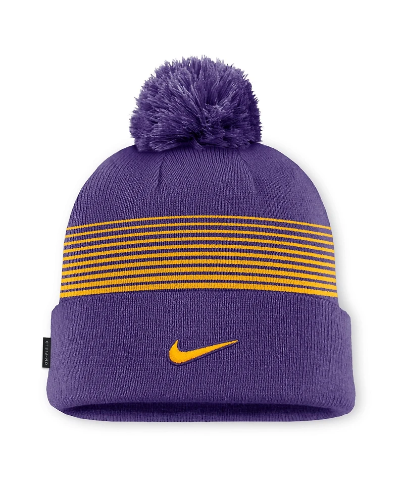 Men's and Women's Nike Purple Lsu Tigers 2026 On-Field Cuffed Knit Hat with Pom
