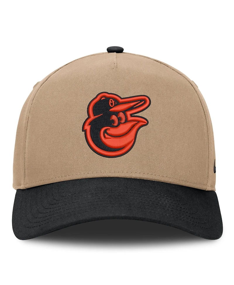 Nike Men's Khaki/Black Baltimore Orioles Rise A-Frame Adjustable Hat