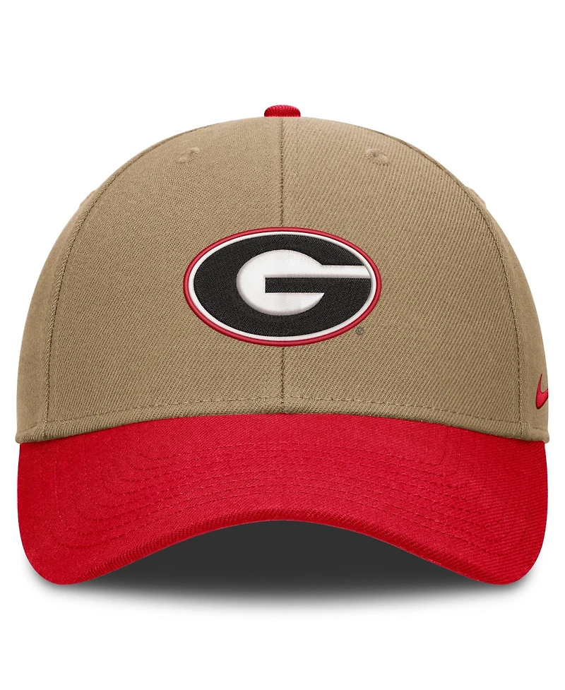 Men's and Women's Nike Beige/Red Georgia Bulldogs Primetime Rise Dri-fit Adjustable Hat