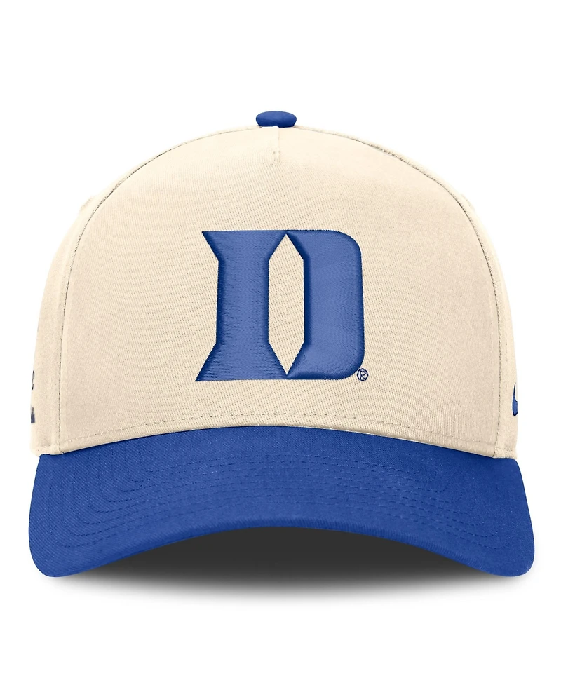 Nike Men's and Women's Natural/Royal Duke Blue Devils Campus Prep Rise Adjustable Hat