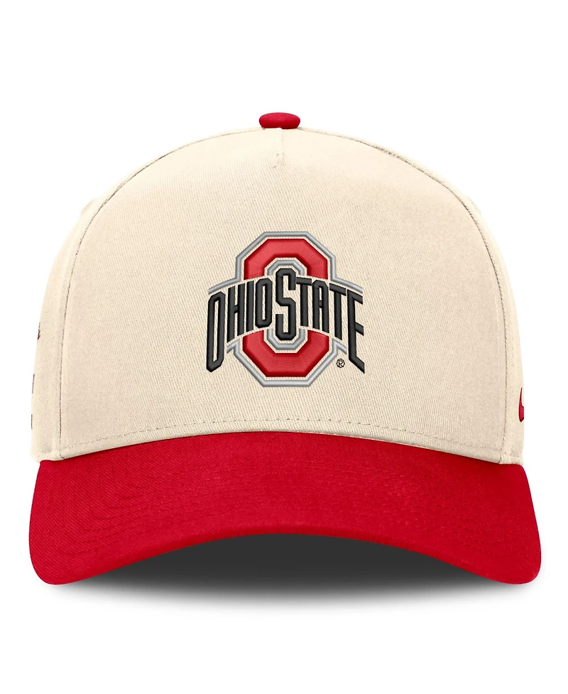 Nike Men's and Women's Natural/Scarlet Ohio State Buckeyes Campus Prep Rise Adjustable Hat