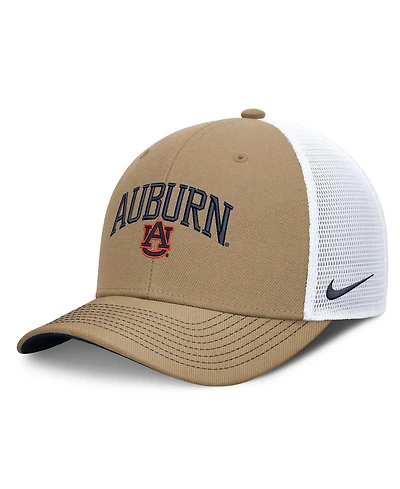 Nike Men's and Women's Beige/Navy Auburn Tigers Primetime Arched Trucker Adjustable Hat