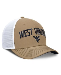 Nike Men's and Women's Beige/Navy West Virginia Mountaineers Primetime Arched Trucker Adjustable Hat