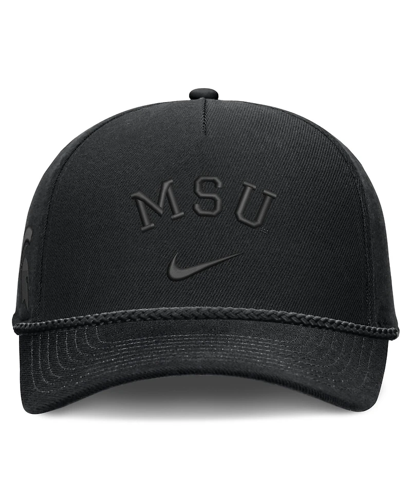 Nike Men's and Women's Black Michigan State Spartans Campus Prep Tonal Rope Rise 5-Panel Adjustable Hat
