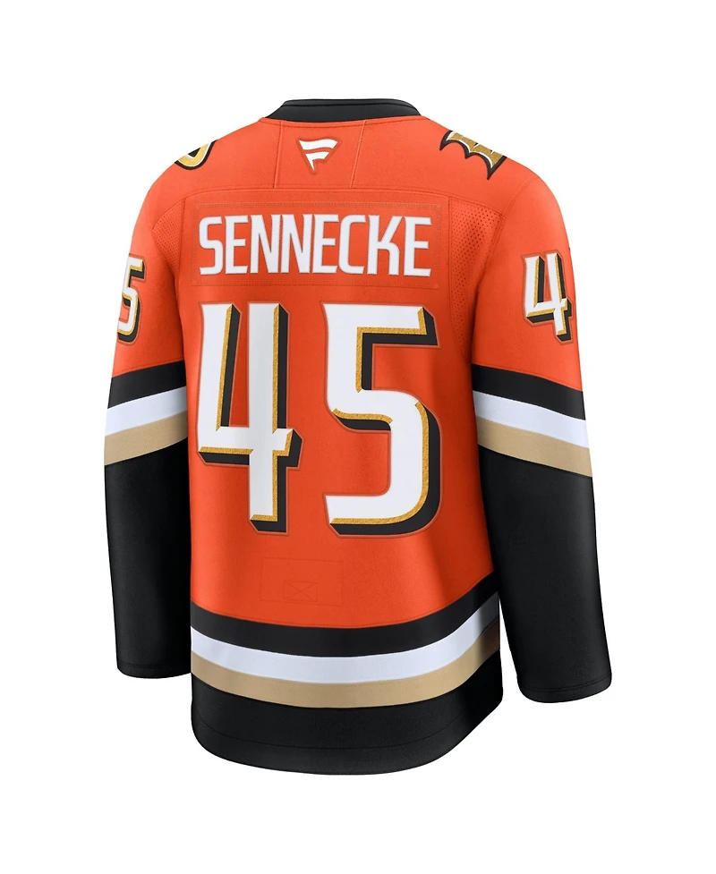 Men's Fanatics Beckett Sennecke Orange Anaheim Ducks Home Premium Jersey