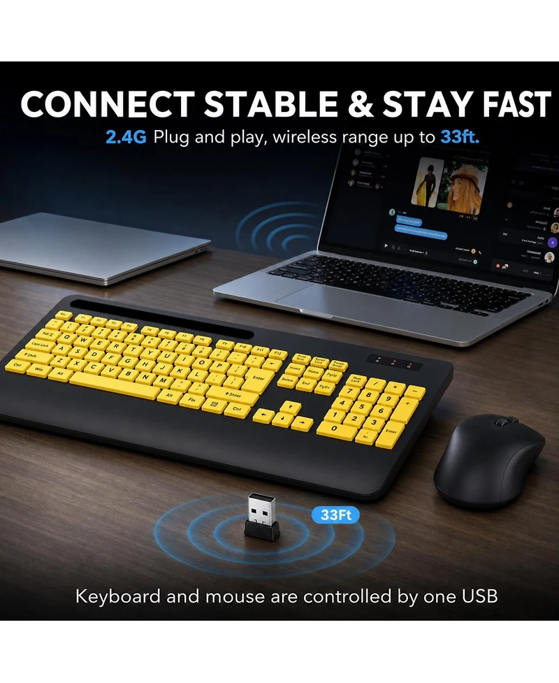 Lofree Wireless Ergonomic Wrist-Rest Keyboard and Mouse Combo for Computer/Phone/Tablet