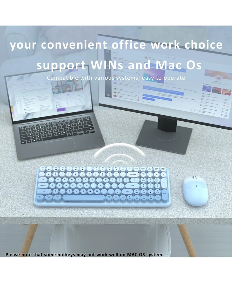 Lofree Retro Typewriter Style Wireless Clicky Keyboard and Mouse Combo, Compatible with Windows macOS