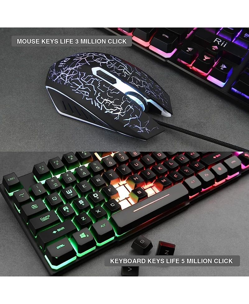 Lofree Wired Mechanical-Feel Led Backlit Keyboard and Mouse Combo for Windows PCs