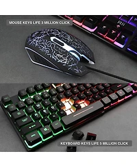Lofree Wired Mechanical-Feel Led Backlit Keyboard and Mouse Combo for Windows PCs