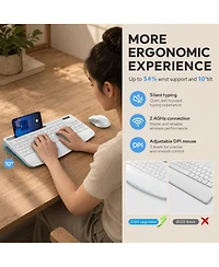 Lofree Wireless Ergonomic Keyboard and Mouse Combo, 3-Level Dpi, Compatible with Mobile Devices and Computers