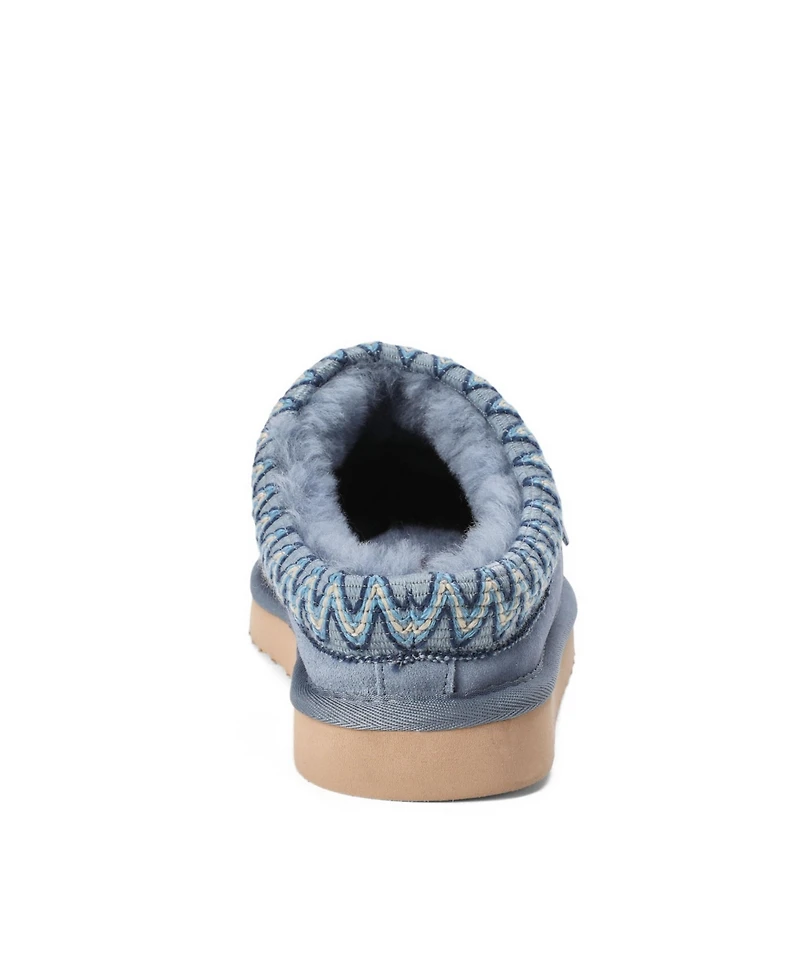 Dearfoams Women's Fireside by Greta Genuine Shearling Clog Slipper with Embroidery