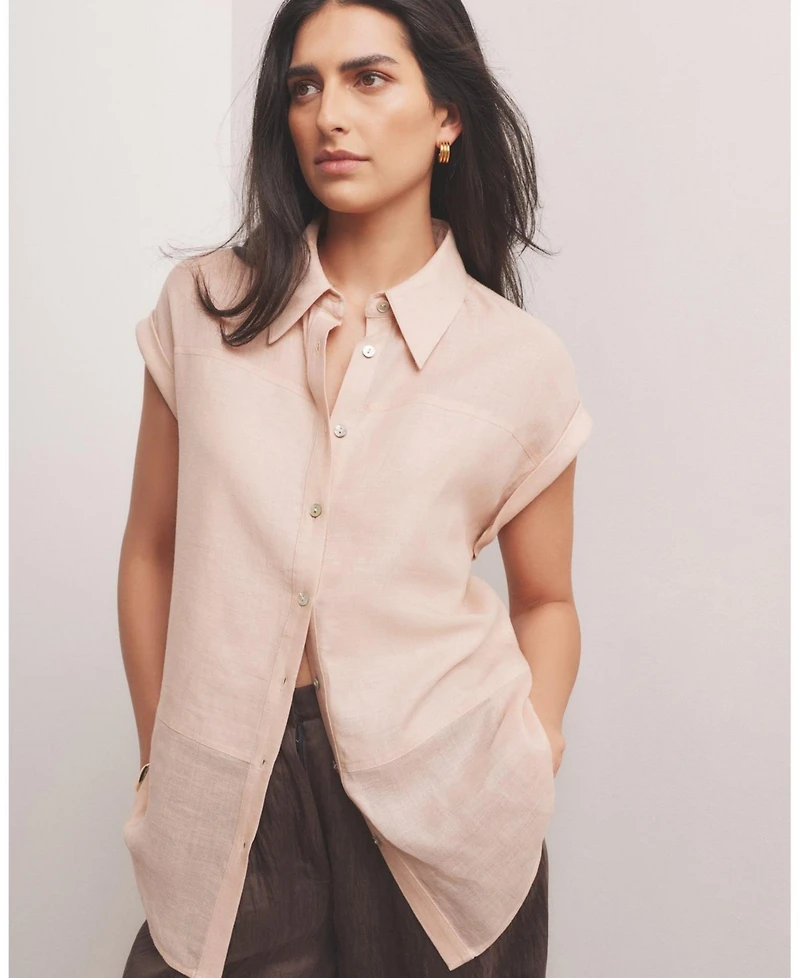 Mint Velvet Women's Linen Blend Panel Shirt