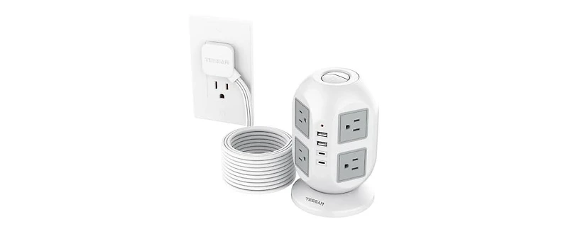 Tessan Power Strip with Usb Charging with 10 feet, 2 Usb C, 10feet for Home, Office and Travel
