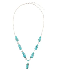 Barse Biwa Blue Turquoise and Silver Link Necklace