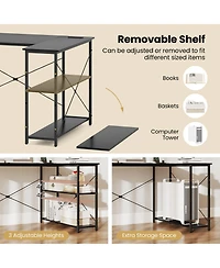 Slickblue L Shaped Corner Desk 47 Inch with Adjustable Storage Shelves
