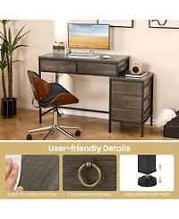 Sugift Computer Desk with 5 Drawers and Side File Cabinet for Home Office
