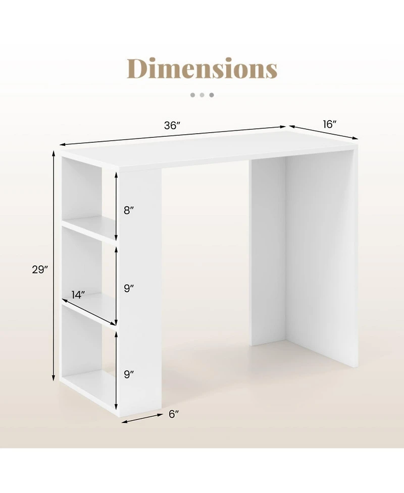 Sugift 36-Inch Computer Desk with 3 Open Shelves for Home Office