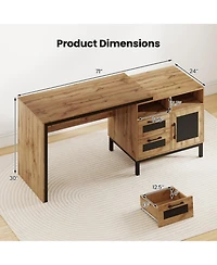 Sugift 71-Inch Computer Desk with Open Compartments and Drawers