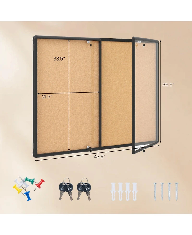 Sugift Enclosed Bulletin Board with Aluminum Frame and Felt Surface