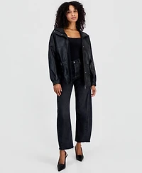 Bar Iii Women's Peplum Oversized Funnel-Neck Faux Leather Jacket, Macy's Exclusive