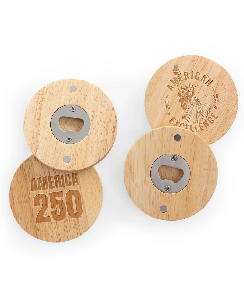 Toscana America250 Coasters with Bottle Openers, Set of 4