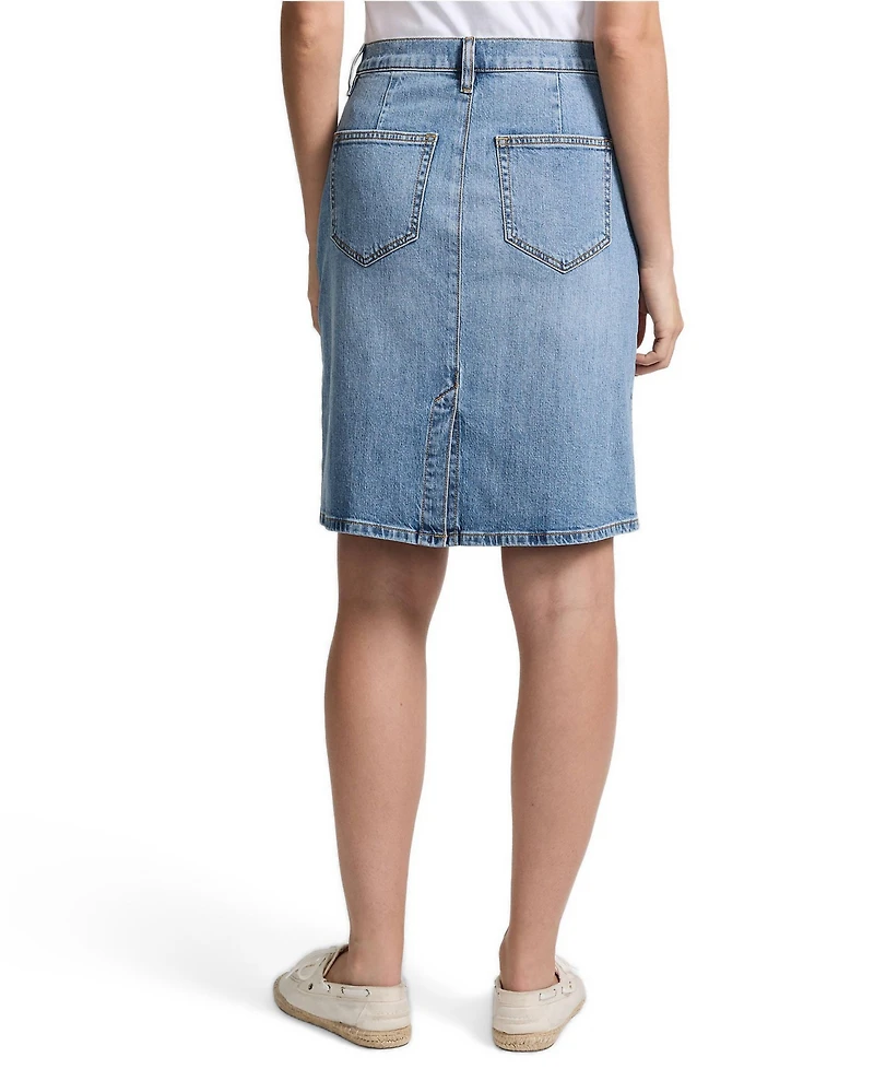 Lands' End Women's Soft Denim Classic 5 Pocket Above the Knee Skirt