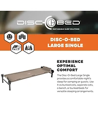 Disc-o-Bed Single Cot, Portable Sleep Solution for Tents and Cabins, Tan, Large
