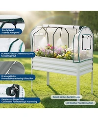 48x24x55in Raised Garden Bed with Legs, Steel Planter Box Insect Net Cover and Watering Sprinkler, for Vegetables Herbs Patio Balcony, 3 colors